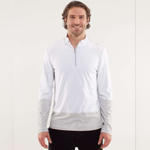 Lululemon Speed 1/2 Zip White Gray Pullover Sweatshirt M /L